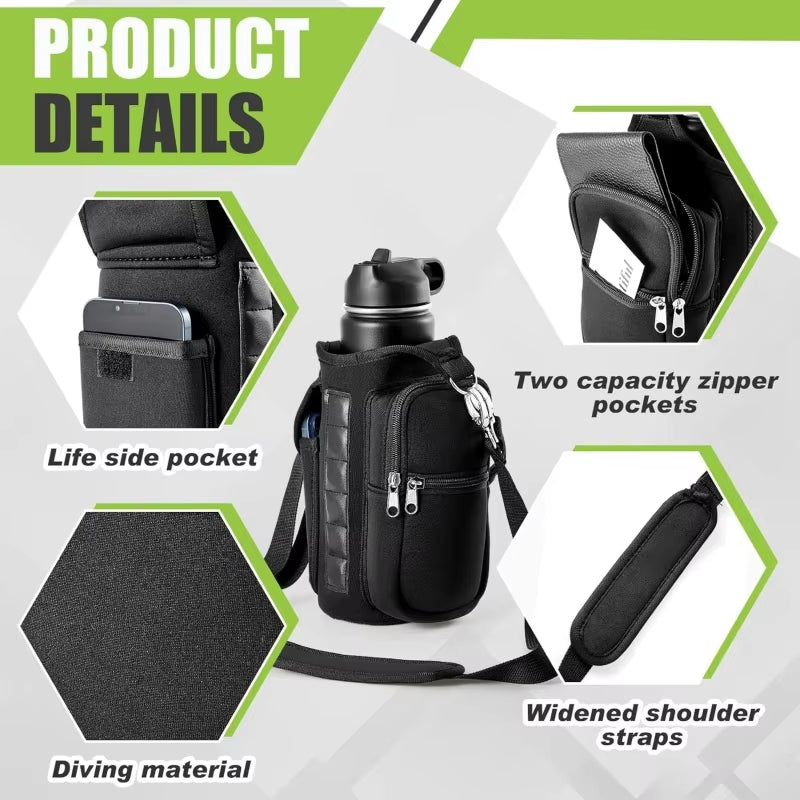 Revolutionary Magnetic Water Bottle Holder with Phone Pocket and Adjustable Shoulder Strap - Perfect for Gym and Outdoor Activities!